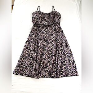 Connected Apparel Purple and Black Floral Dress